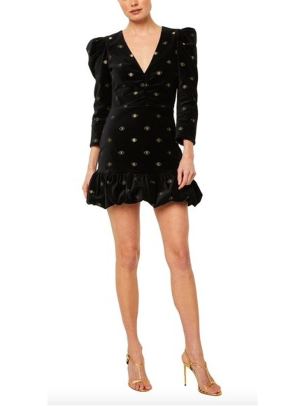 MISA Charisse Evil Eye Velveteen Mini Dress